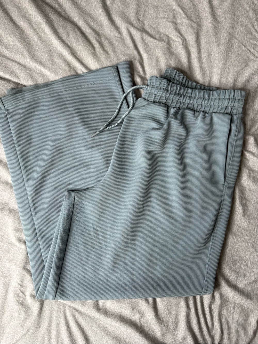 Womens Light Blue Drawstring Wide Leg Pants